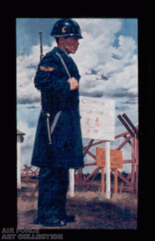 JAPANESE GUARD AT A USAF BASE IN JAPAN